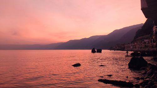 Scenic view of sea against sky during sunset