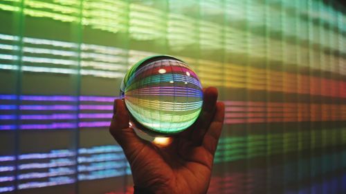 Close-up of hand holding crystal ball