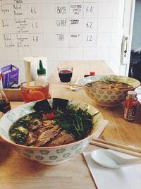 Close-up of food on table