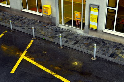 Yellow arrow symbol on road