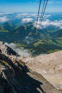 Scenic view of mountains against cloudy sky