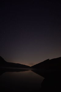 Scenic view of lake against sky at night