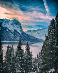 Scenic view of mountains against cloudy sky