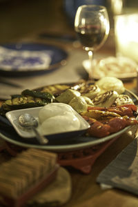 Close-up of food on table