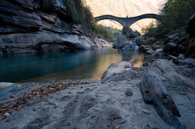 Scenic view of river amidst rock formation