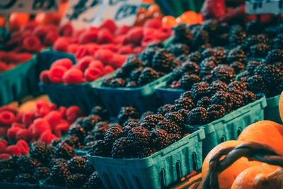 Various fruits for sale at market stall