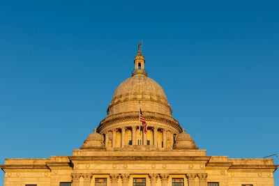 Rhode island capitol building at sunset