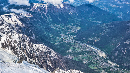 Aerial view of snowcapped mountains