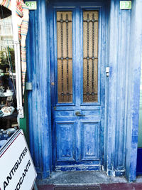 Closed door of house