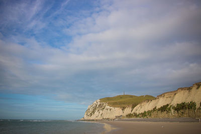 Scenic view of beach against sky