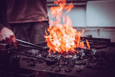 Bonfire on barbecue grill