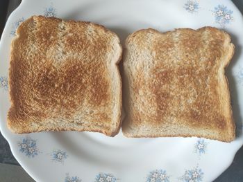 High angle view of breakfast served on table