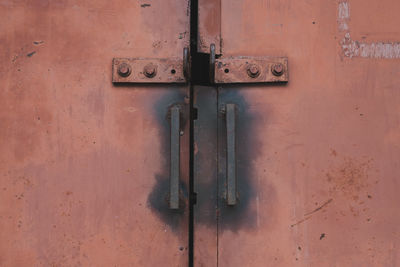 Close-up of rusty metal door