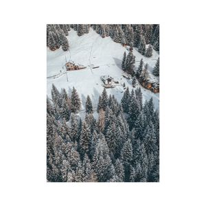 High angle view of snow on field during winter