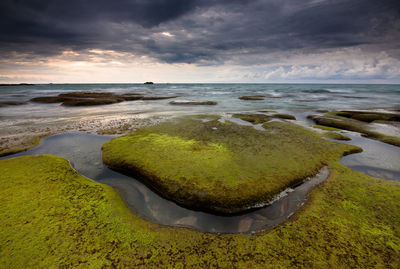 Scenic view of sea against sky during sunset