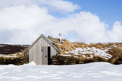 Tiny hut for elves in snowy iceland