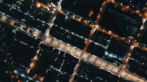 Close-up of illuminated cityscape at night
