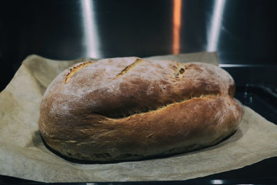 Close-up of bread in plate