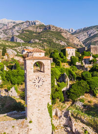 High angle view of townscape against sky