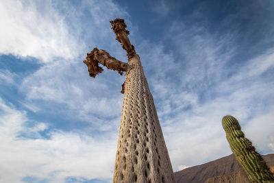 Low angle view of statue against sky