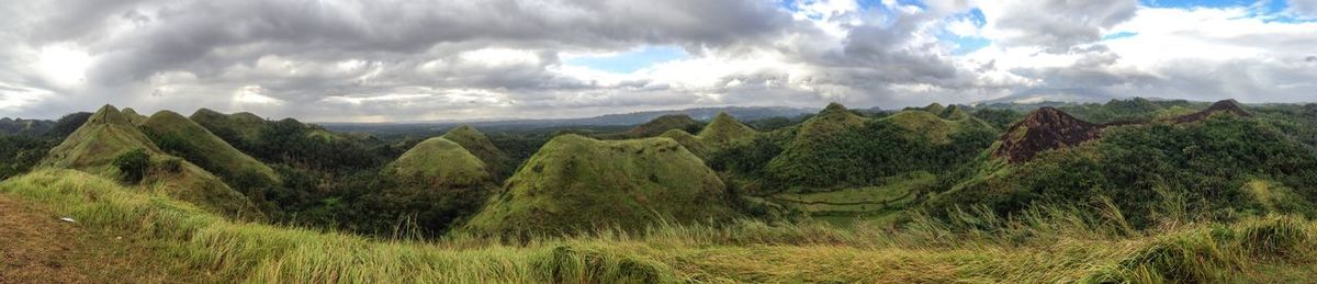 Scenic view of landscape against cloudy sky