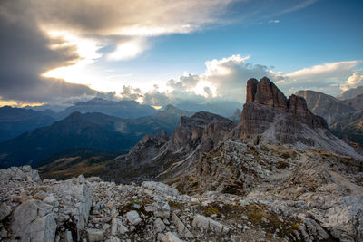 Scenic view of rocky mountains against sky