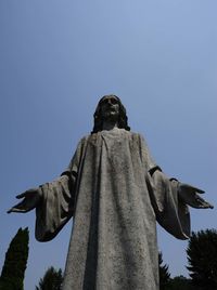 Low angle view of statue against clear sky