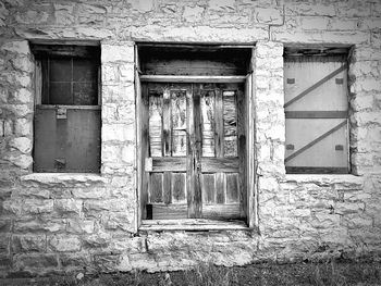 Closed door of house