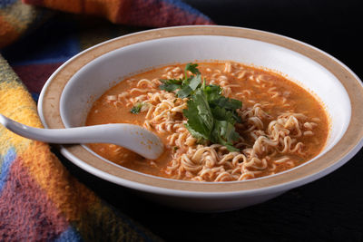 Close-up of soup in bowl