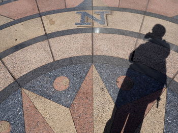 Shadow of people on footpath