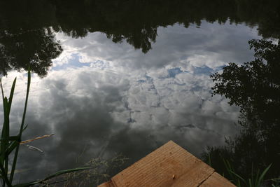 High angle view of lake against sky