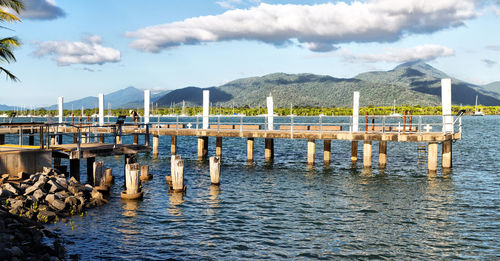 Pier on sea against sky