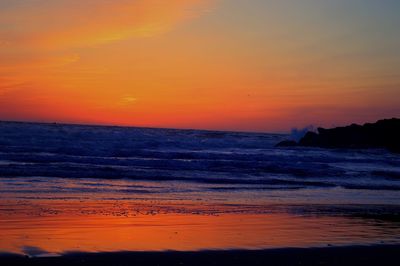 Scenic view of sea at sunset