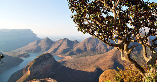 Scenic view of mountains against clear sky