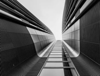 Low angle view of tall building against clear sky
