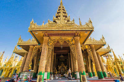 Low angle view of temple building against sky