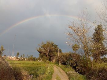 Scenic view of rainbow against sky