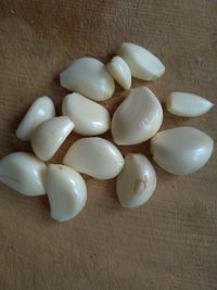 High angle view of eggs on table