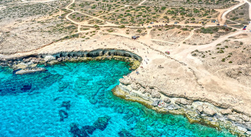 High angle view of beach