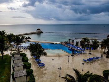 High angle view of beach against sky