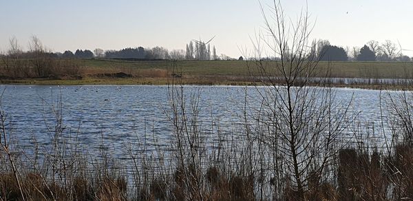 Scenic view of lake against sky