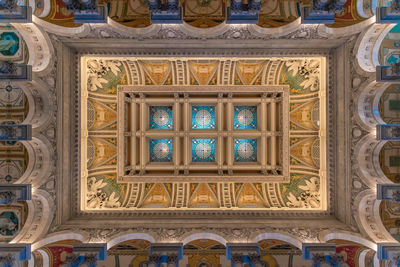 Low angle view of ceiling of historic building