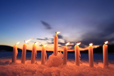 Close-up of illuminated candle