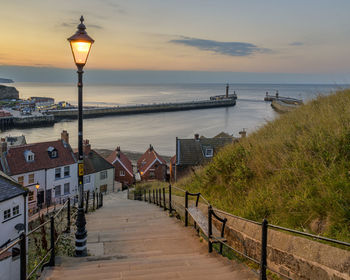 View from the 199 stairs down to whitby harbour