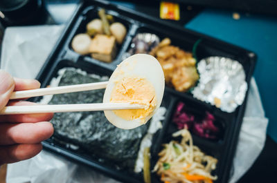 Close-up of hand holding food