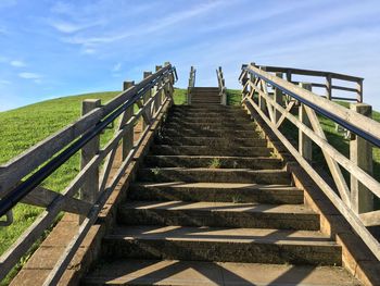 Low angle view of narrow stairs