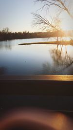 Scenic view of lake against clear sky