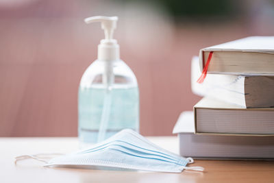 Close-up of books on table