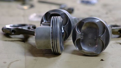 Close-up of machine on table