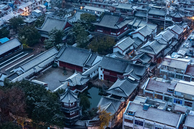 High angle view of buildings in city